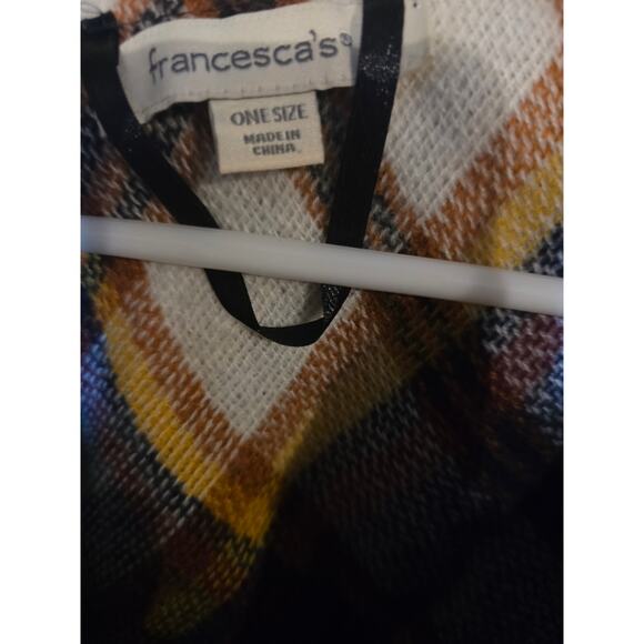 Francesca's Zip Front Shawl One Size Womens Multicolor Plaid Print Soft - Picture 4 of 6